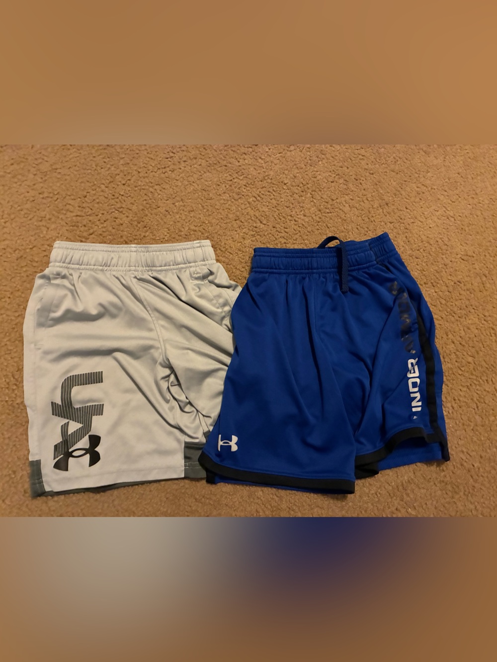 Under Armour Boys Blue and Light Gray Athletic Shorts Duo